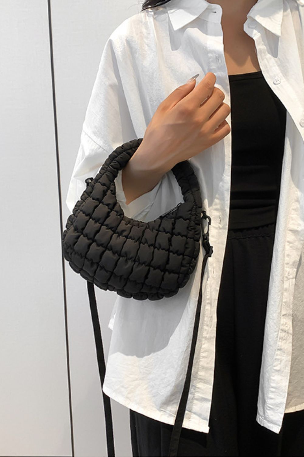 Quilted Puffy Removable Strap Crossbody Bag